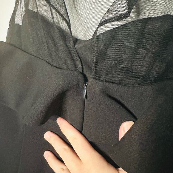 JS Collection Scuba Black Cold-Shoulder Mesh Cocktail Dress Size 4 - Picture 8 of 12